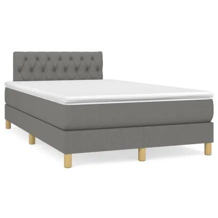 Sommier à lattes de lit avec matelas Gris foncé 120x200cm Tissu 2