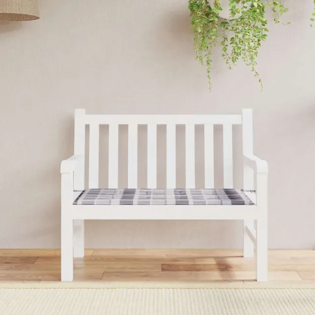 Coussin de banc de jardin motif à carreaux gris 120x50x4 cm