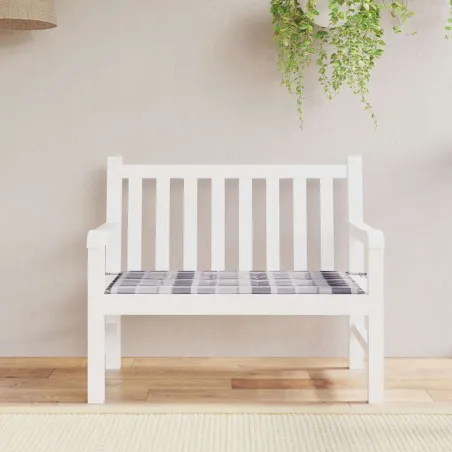 Coussin de banc de jardin motif à carreaux gris 120x50x4 cm