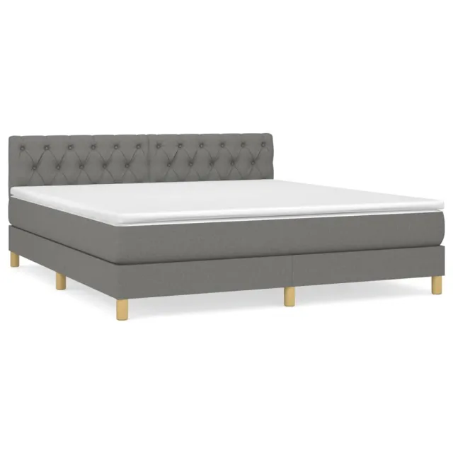 Sommier à lattes de lit avec matelas Gris foncé 160x200cm Tissu