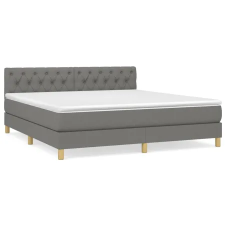 Sommier à lattes de lit avec matelas Gris foncé 160x200cm Tissu