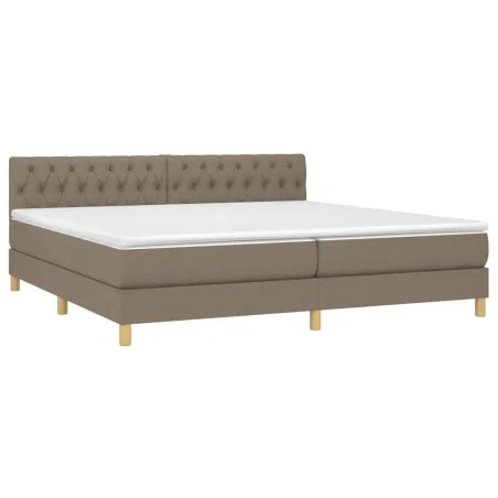 Sommier à lattes de lit avec matelas Taupe 200x200 cm Tissu