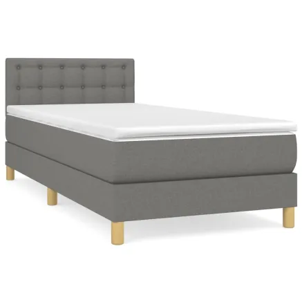 Sommier à lattes de lit avec matelas Gris foncé 80x200 cm Tissu 2