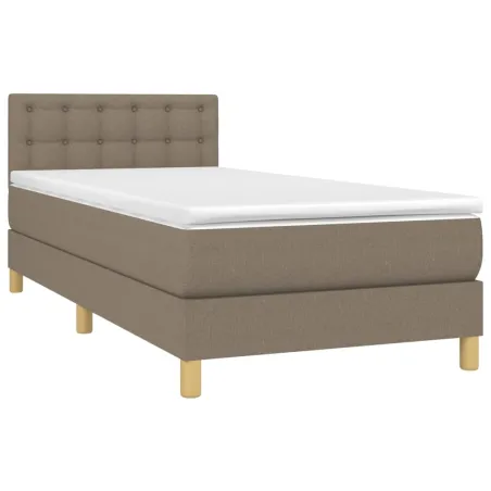 Sommier à lattes de lit avec matelas Taupe 100x200 cm Tissu