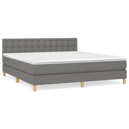 Sommier à lattes de lit avec matelas Gris foncé 160x200cm Tissu 2