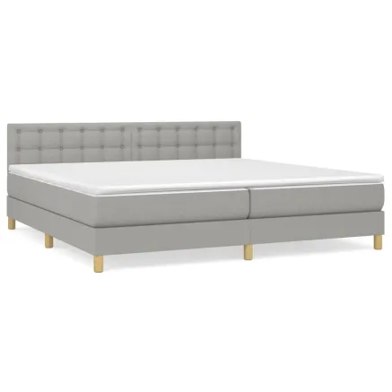 Sommier à lattes de lit avec matelas Gris clair 200x200cm Tissu 2