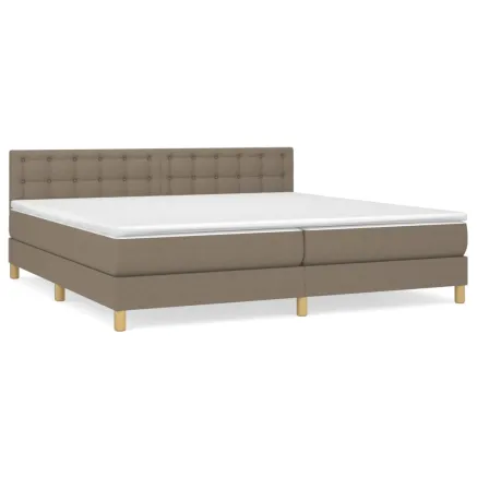Sommier à lattes de lit avec matelas Taupe 200x200 cm Tissu 2