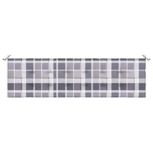 Coussin de banc de jardin motif à carreaux gris 180x50x4 cm