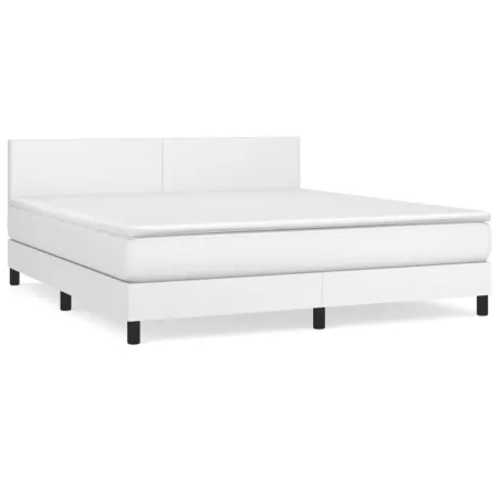 Sommier à lattes de lit avec matelas Blanc 160x200cm Similicuir