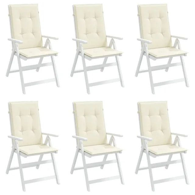 Coussins de chaise de jardin dossier haut lot de 6 crème tissu