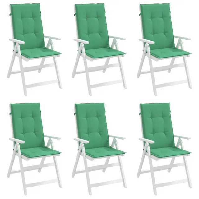 Coussins de chaise de jardin à dossier haut lot de 6 vert tissu
