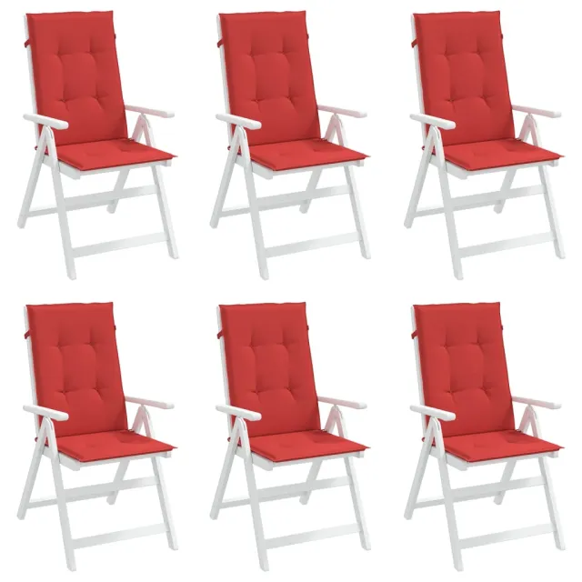 Coussins de chaise de jardin dossier haut lot de 6 rouge tissu