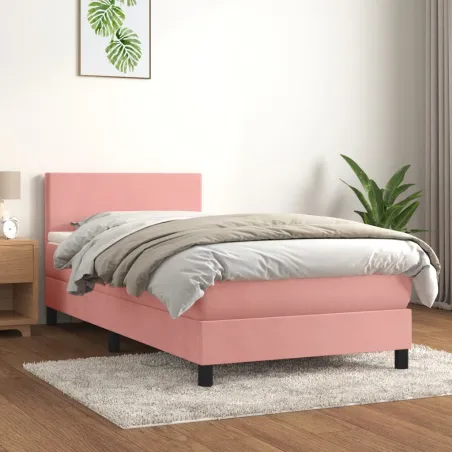 Sommier à lattes de lit avec matelas Rose 90x190 cm Velours