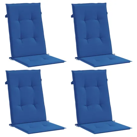 Coussins de chaise de jardin à dossier haut lot de 4 bleu royal