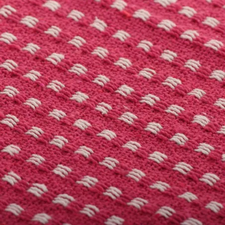 Couverture coton à carrés 125x150 cm Rose
