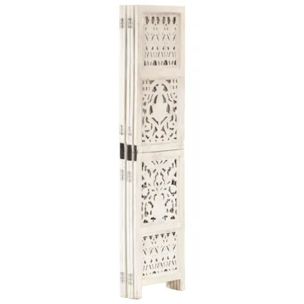 Cloison de séparation 5 panneaux Blanc 200x165 cm Bois manguier 2