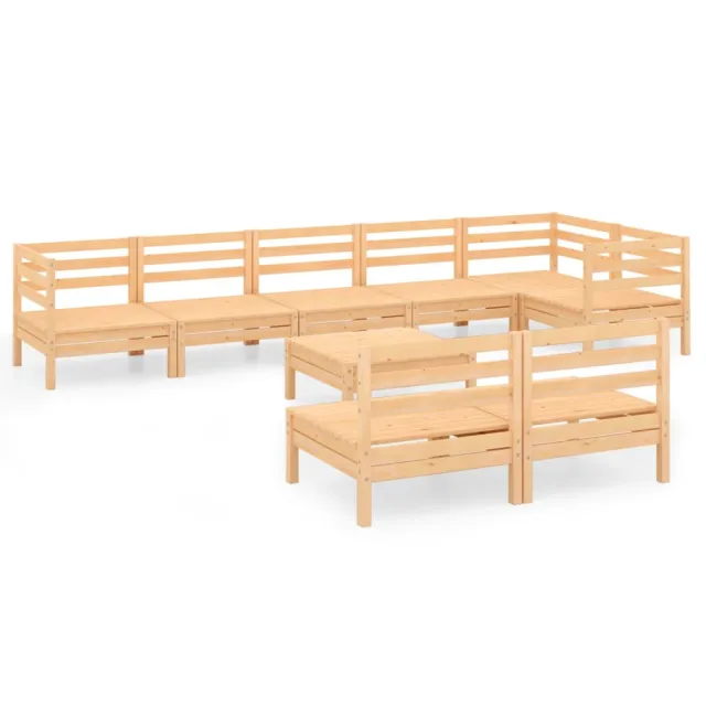 Salon de jardin 9 pcs Bois de pin massif