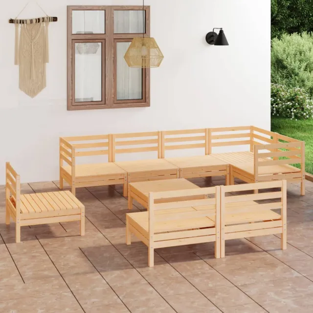 Salon de jardin 9 pcs Bois de pin massif