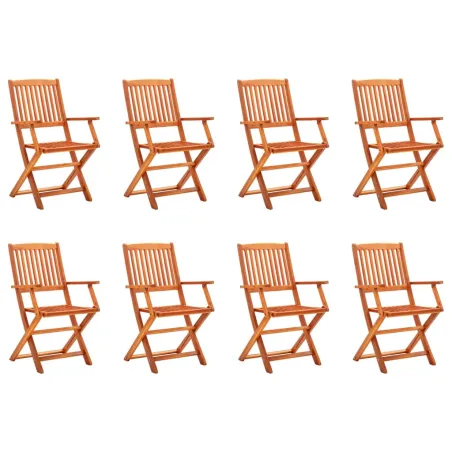 Chaises de jardin pliables lot de 8 Bois d'eucalyptus massif
