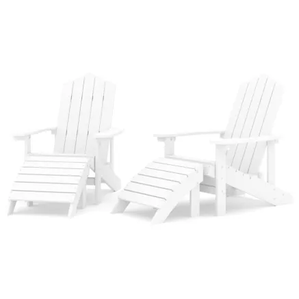 Chaises de jardin Adirondack lot de 2 repose-pieds PEHD Blanc 2