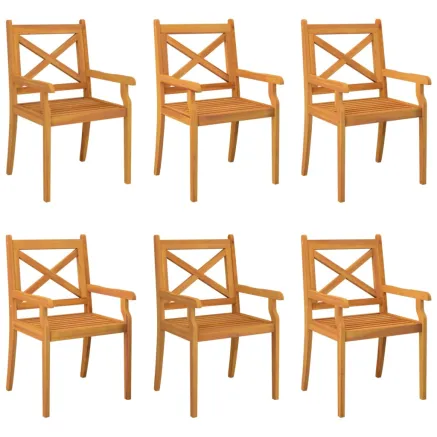 Chaises à manger d'extérieur lot de 6 Bois d'acacia massif 2