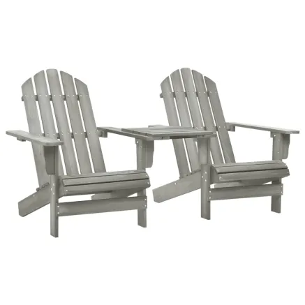 Chaises de jardin Adirondack avec table bois de sapin gris