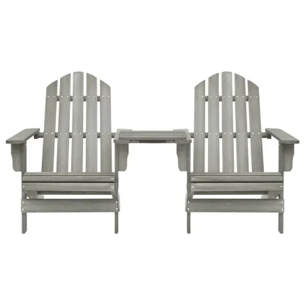 Chaises de jardin Adirondack avec table bois de sapin gris 2