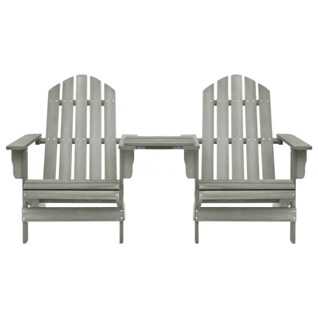 Chaises de jardin Adirondack avec table bois de sapin gris