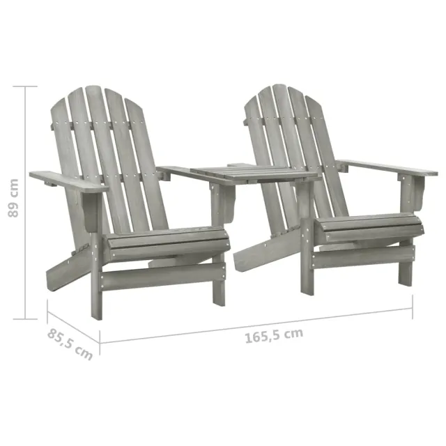 Chaises de jardin Adirondack avec table bois de sapin gris