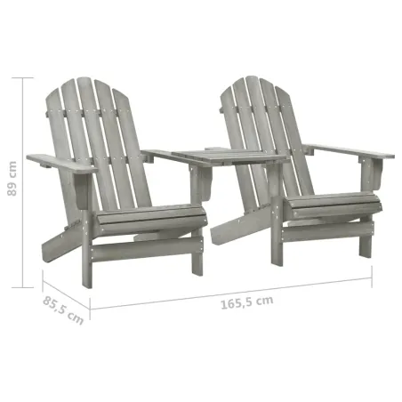Chaises de jardin Adirondack avec table bois de sapin gris