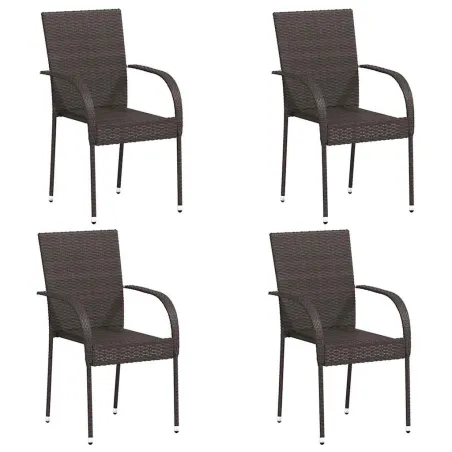 Chaises empilables d'extérieur lot de 4 Résine tressée Marron