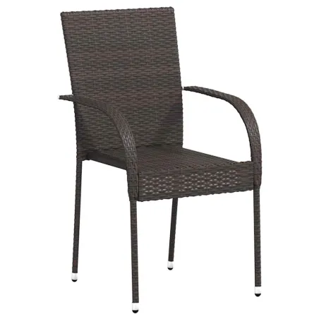 Chaises empilables d'extérieur lot de 4 Résine tressée Marron