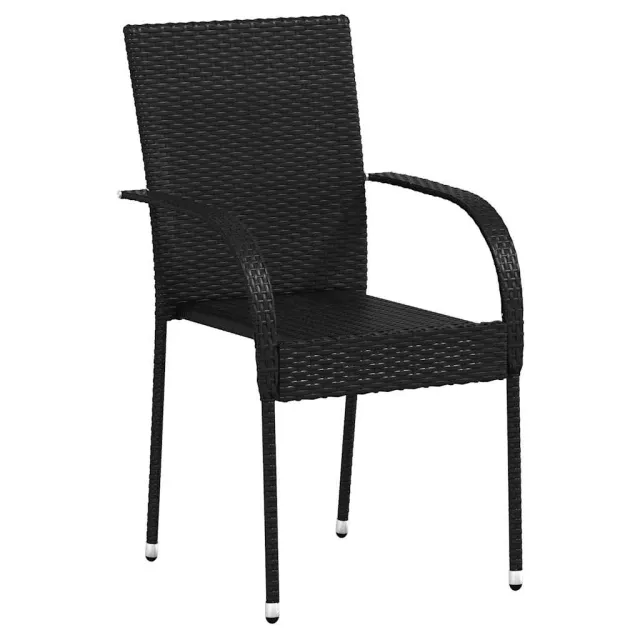 Chaises empilables d'extérieur lot de 4 Résine tressée Noir