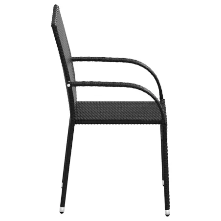 Chaises empilables d'extérieur lot de 4 Résine tressée Noir