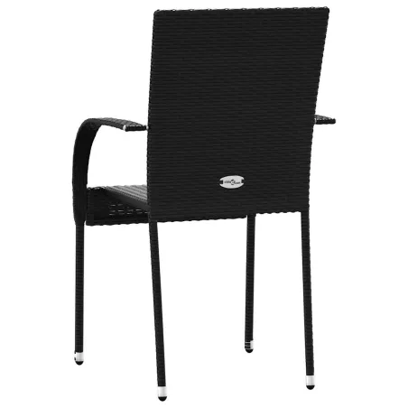 Chaises empilables d'extérieur lot de 4 Résine tressée Noir