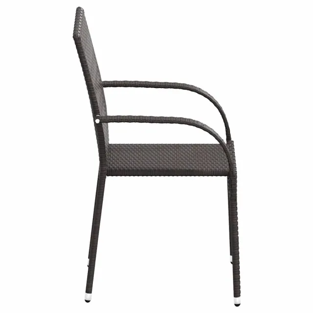 Chaises empilables d'extérieur lot de 6 Résine tressée Marron