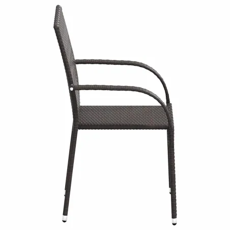 Chaises empilables d'extérieur lot de 6 Résine tressée Marron