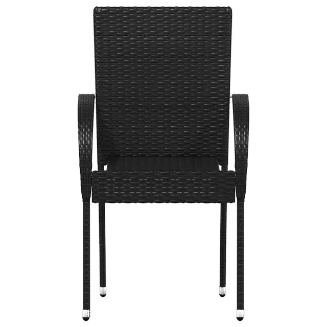 Chaises empilables d'extérieur lot de 6 Résine tressée Noir