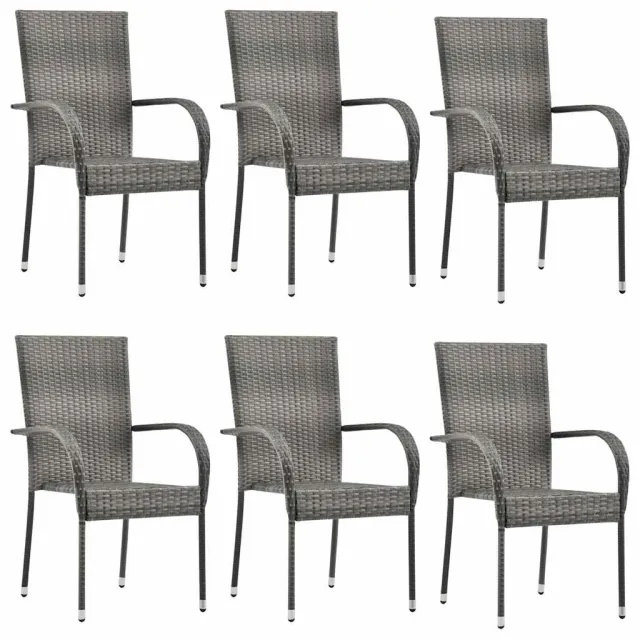 Chaises empilables d'extérieur lot de 6 Gris Résine tressée