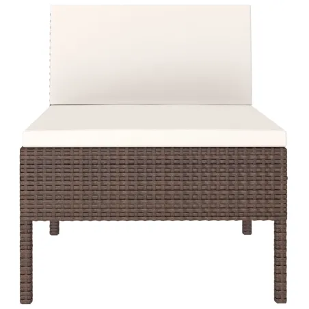 Chaises de jardin lot de 3 avec coussins Résine tressée Marron