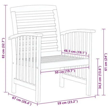 Chaises de jardin lot de 2 Bois d'acacia massif