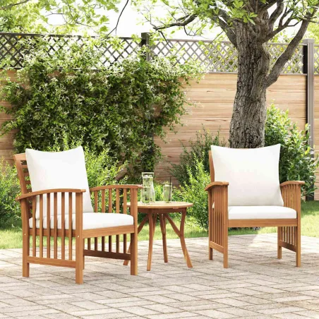 Chaises de jardin avec coussins lot de 2 Bois d'acacia massif