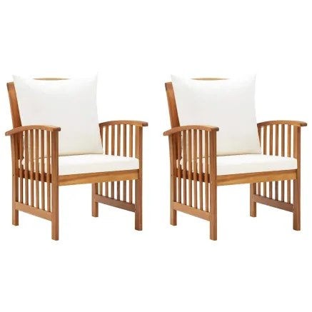 Chaises de jardin avec coussins lot de 2 Bois d'acacia massif 2