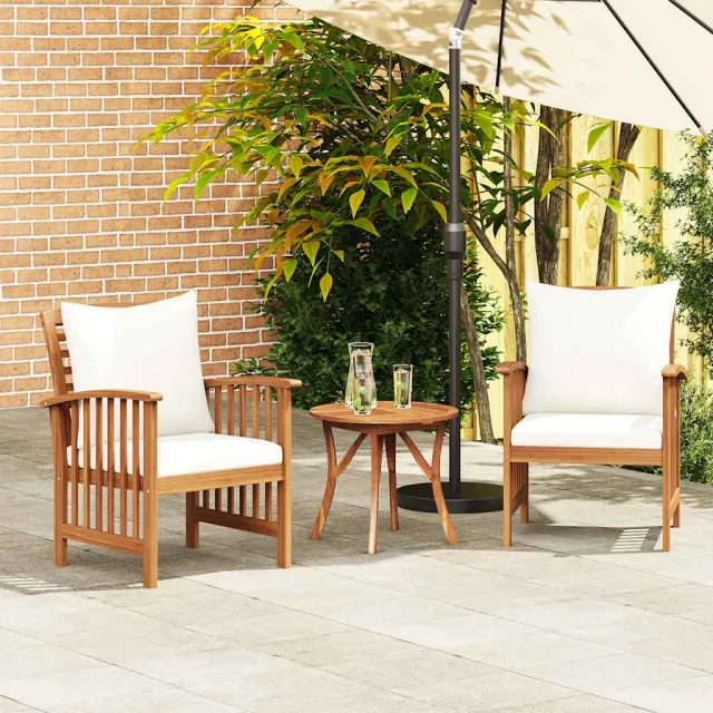 Chaises de jardin avec coussins lot de 2 Bois d'acacia massif