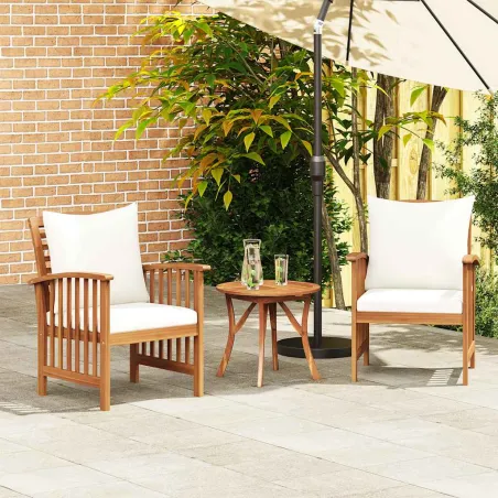Chaises de jardin avec coussins lot de 2 Bois d'acacia massif