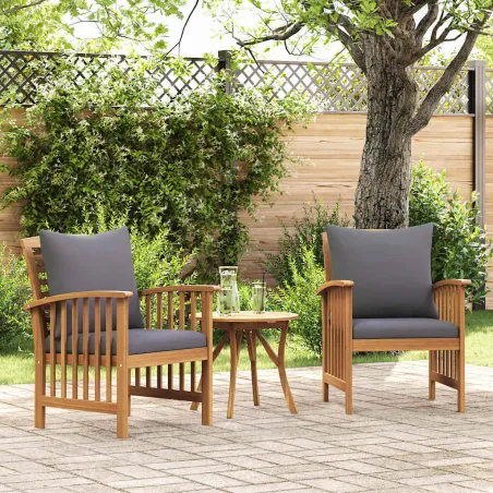 Chaises de jardin avec coussins lot de 2 Bois d'acacia massif