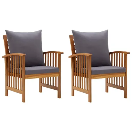 Chaises de jardin avec coussins lot de 2 Bois d'acacia massif 2