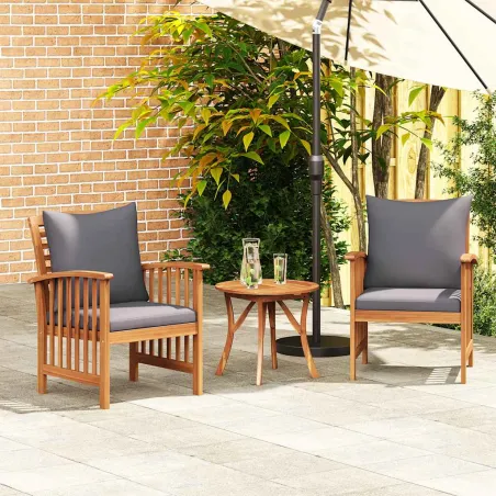 Chaises de jardin avec coussins lot de 2 Bois d'acacia massif
