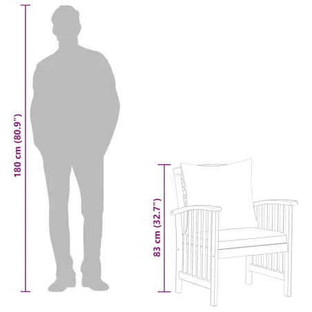 Chaises de jardin avec coussins lot de 2 Bois d'acacia massif