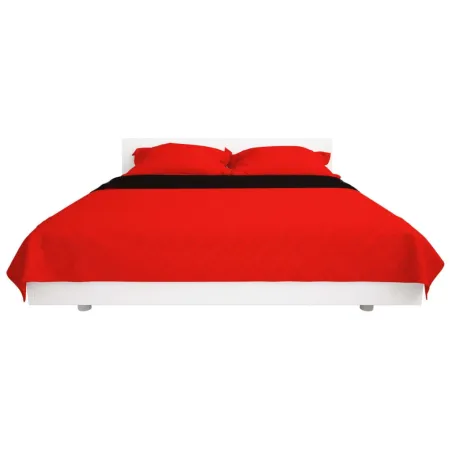 Couvre-lit matelassé double-face Rouge et noir 170x210 cm